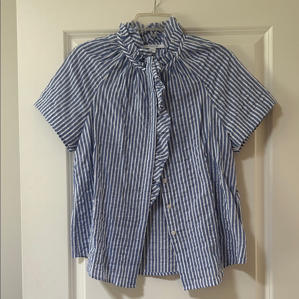Chico's Blue and White Striped Blouse